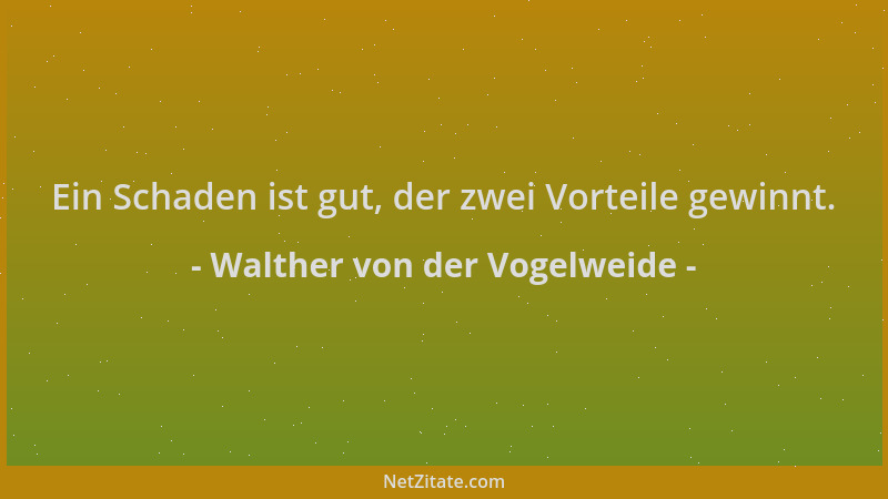 Walther von der Vogelweide - Ein Schaden ist gut, der zwei Vorteile gewinnt....