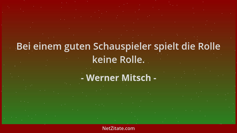 Werner Mitsch - Bei einem guten Schauspieler spielt die Rolle keine Rolle....