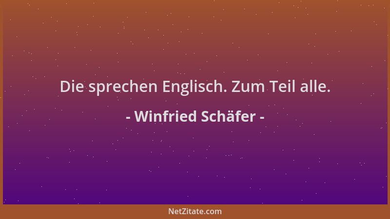 Winfried Schäfer - Die sprechen Englisch. Zum Teil alle....