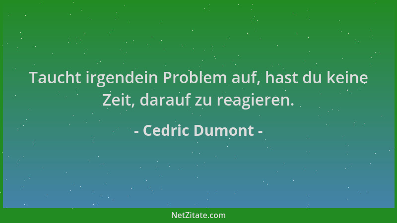 Cedric Dumont - Taucht irgendein Problem auf, hast du keine Zeit, darauf zu reagieren....