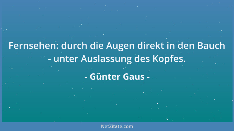 Günter Gaus - Fernsehen: durch die Augen direkt in den Bauch - unter Auslassung des Kopfes....
