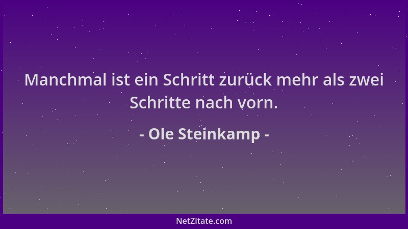 Ole Steinkamp - Manchmal ist ein Schritt zurück mehr als zwei Schritte nach vorn....