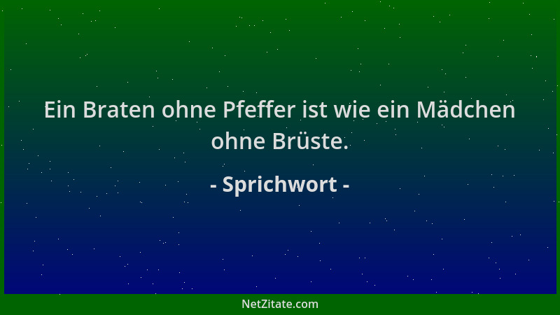 Sprichwort - Ein Braten ohne Pfeffer ist wie ein Mädchen ohne Brüste....