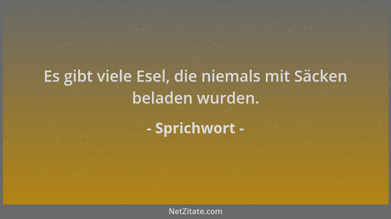 Sprichwort - Es gibt viele Esel, die niemals mit Säcken beladen wurden....