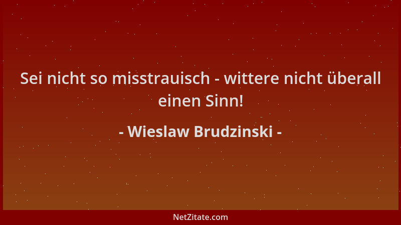 Wieslaw Brudzinski - Sei nicht so misstrauisch - wittere nicht überall einen Sinn!...