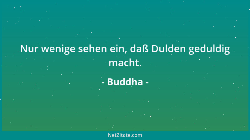 Buddha - Nur wenige sehen ein, daß Dulden geduldig macht....