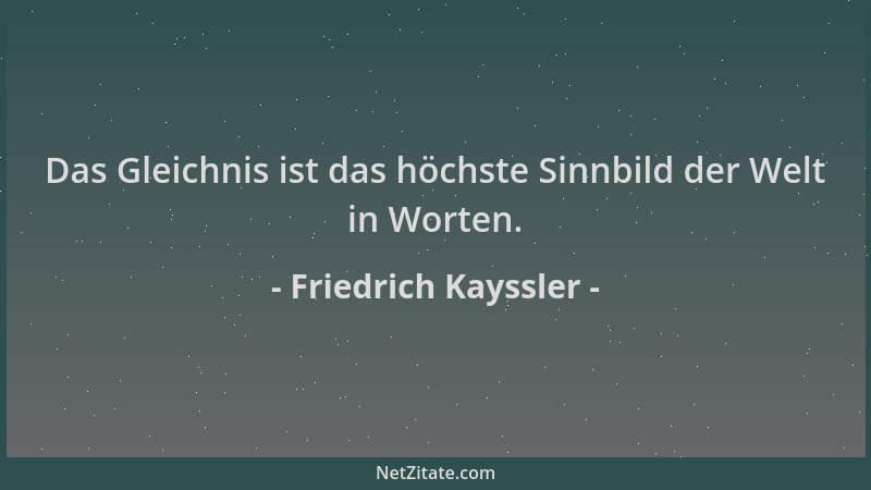 Friedrich Kayssler - Das Gleichnis ist das höchste Sinnbild der Welt in Worten....
