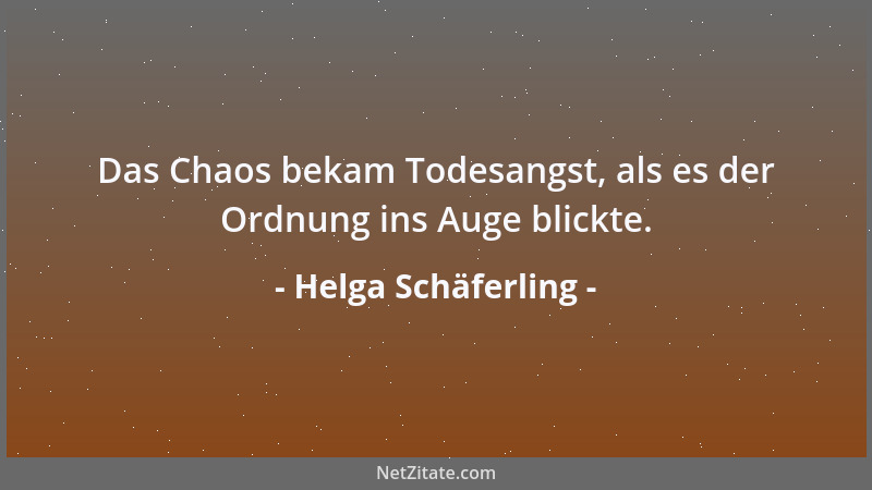 Helga Schäferling - Das Chaos bekam Todesangst, als es der Ordnung ins Auge blickte....