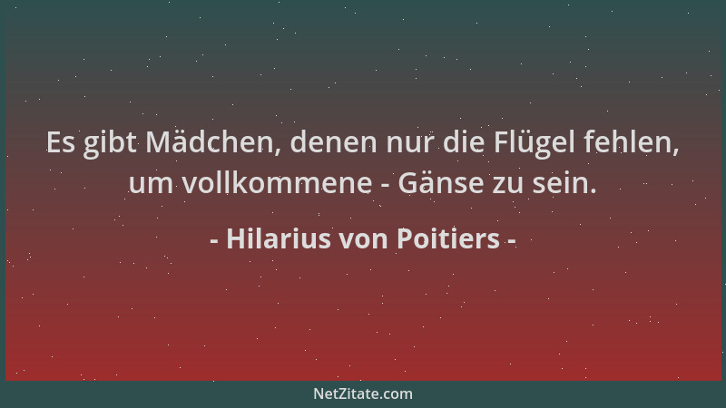 Hilarius von Poitiers - Es gibt Mädchen, denen nur die Flügel fehlen, um vollkommene - Gänse zu sein....