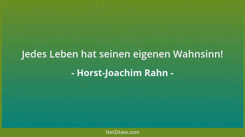 Horst-Joachim Rahn - Jedes Leben hat seinen eigenen Wahnsinn!...