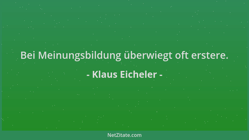 Klaus Eicheler - Bei Meinungsbildung überwiegt oft erstere....