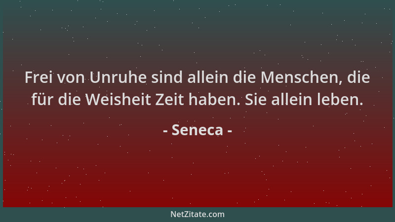 Seneca - Frei von Unruhe sind allein die Menschen, die für die Weisheit Zeit haben. Sie allein leben....