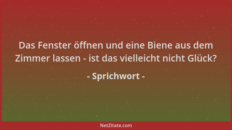 Sprichwort - Das Fenster öffnen und eine Biene aus dem Zimmer lassen - ist das vielleicht nicht Glück?...