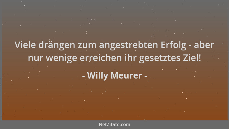 Willy Meurer - Viele drängen zum angestrebten Erfolg - aber nur wenige erreichen ihr gesetztes Ziel!...