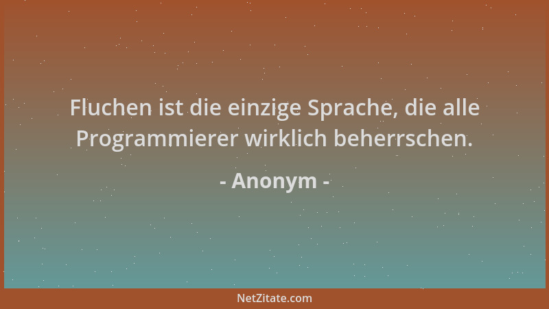 Anonym - Fluchen ist die einzige Sprache, die alle Programmierer wirklich beherrschen....