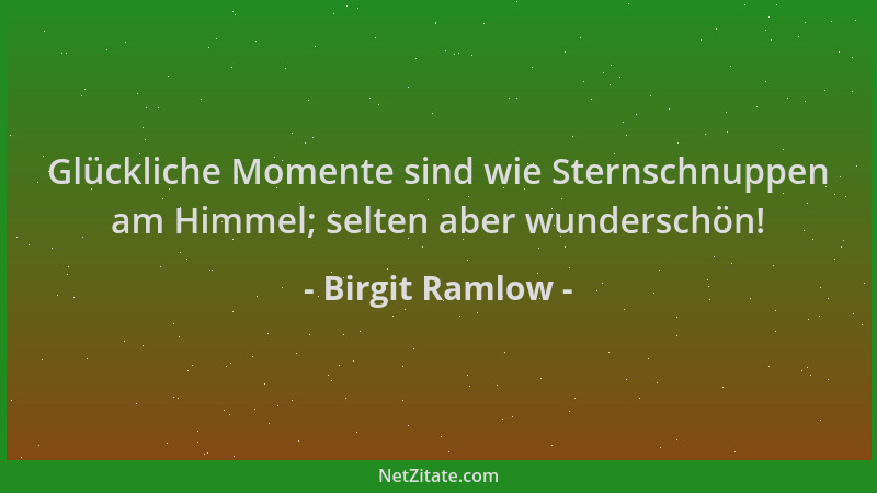 Birgit Ramlow - Glückliche Momente sind wie Sternschnuppen am Himmel; selten aber wunderschön!...