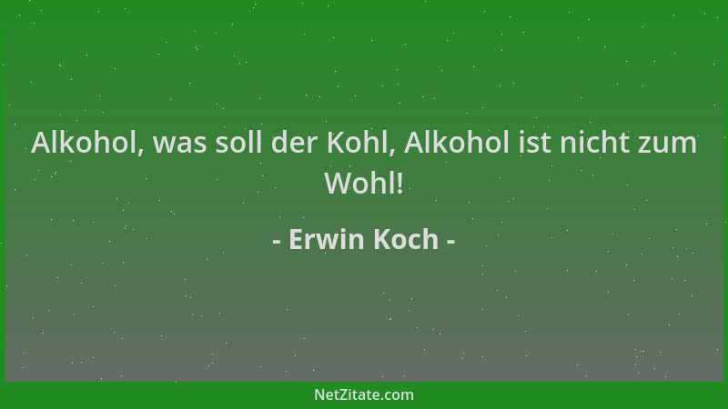 Erwin Koch - Alkohol, was soll der Kohl, Alkohol ist nicht zum Wohl!...