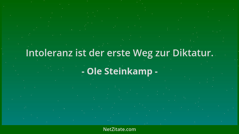 Ole Steinkamp - Intoleranz ist der erste Weg zur Diktatur....