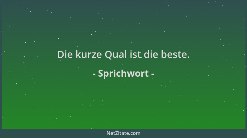 Sprichwort - Die kurze Qual ist die beste....