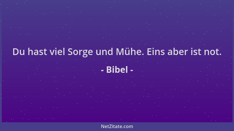 Bibel - Du hast viel Sorge und Mühe. Eins aber ist not....