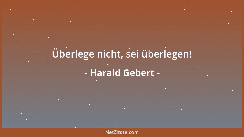 Harald Gebert - Überlege nicht, sei überlegen!...
