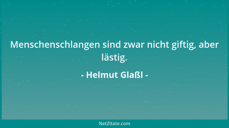 Helmut Glaßl - Menschenschlangen sind zwar nicht giftig, aber lästig....