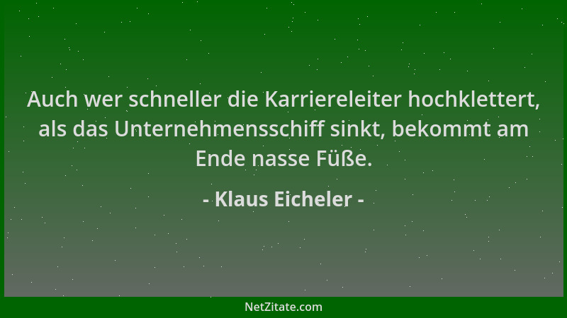 Klaus Eicheler - Auch wer schneller die Karriereleiter hochklettert, als das Unternehmensschiff sinkt, bekommt am Ende nass...