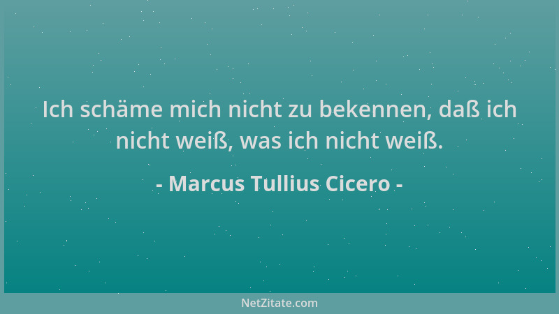 Marcus Tullius Cicero - Ich schäme mich nicht zu bekennen, daß ich nicht weiß, was ich nicht weiß....