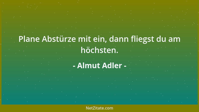 Almut Adler - Plane Abstürze mit ein, dann fliegst du am höchsten....