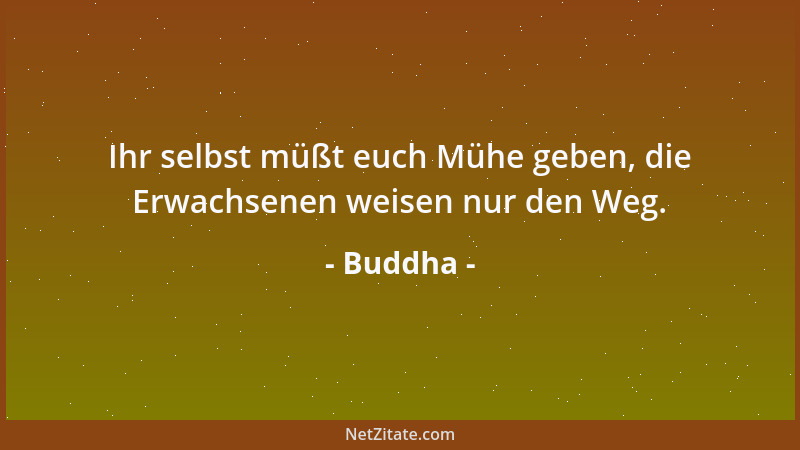 Buddha - Ihr selbst müßt euch Mühe geben, die Erwachsenen weisen nur den Weg....
