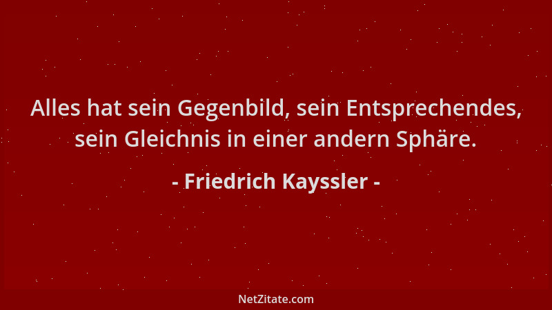 Friedrich Kayssler - Alles hat sein Gegenbild, sein Entsprechendes, sein Gleichnis in einer andern Sphäre....