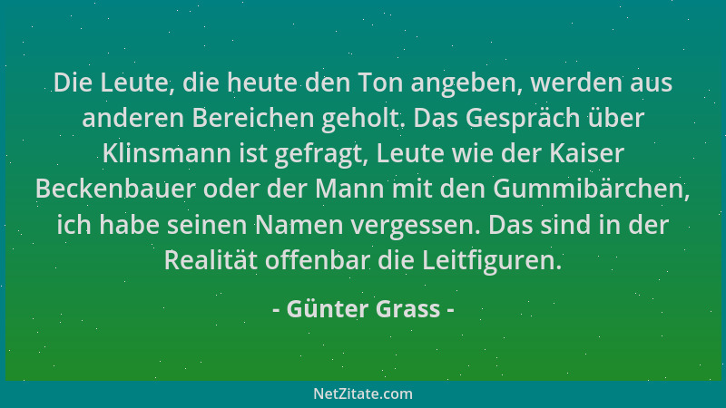 Günter Grass - Die Leute, die heute den Ton angeben, werden aus anderen Bereichen geholt. Das Gespräch über Klinsmann ist g...