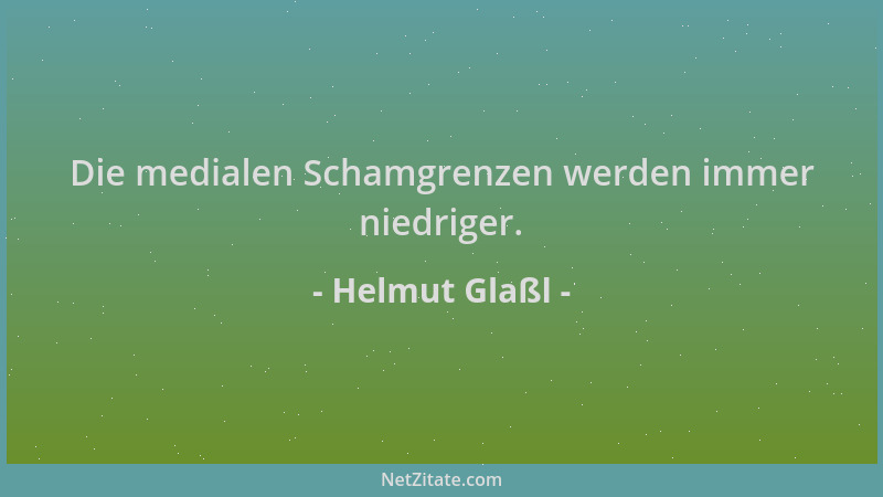 Helmut Glaßl - Die medialen Schamgrenzen werden immer niedriger....