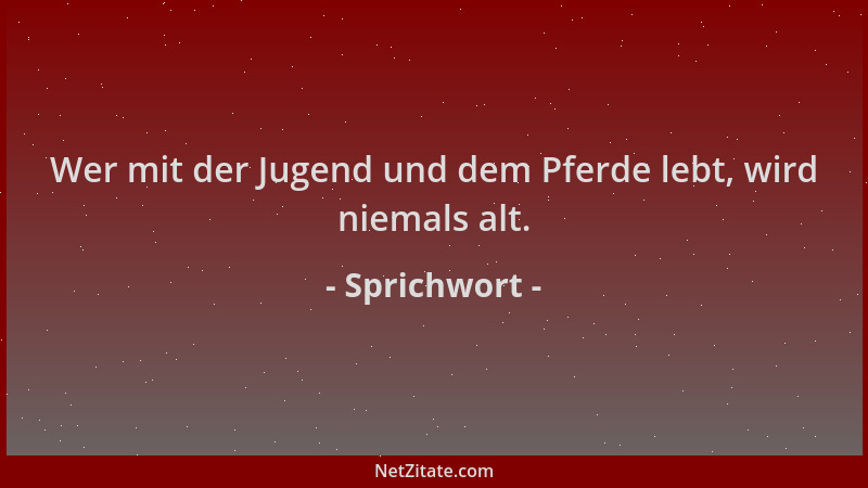 Sprichwort - Wer mit der Jugend und dem Pferde lebt, wird niemals alt....