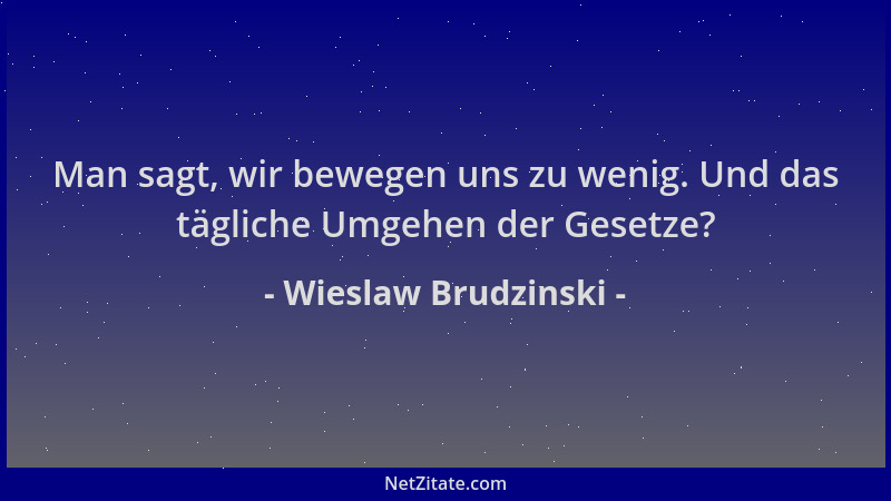 Wieslaw Brudzinski - Man sagt, wir bewegen uns zu wenig. Und das tägliche Umgehen der Gesetze?...