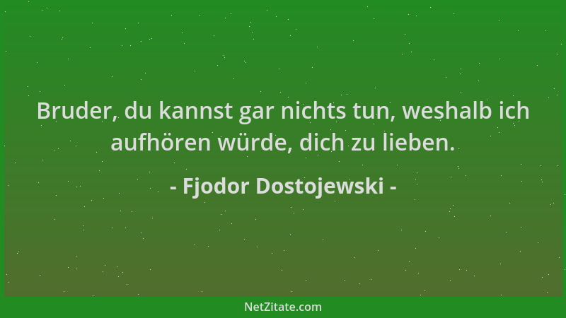 Fjodor Dostojewski - Bruder, du kannst gar nichts tun, weshalb ich aufhören würde, dich zu lieben....