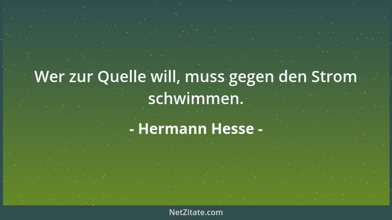 Hermann Hesse - Wer zur Quelle will, muss gegen den Strom schwimmen....