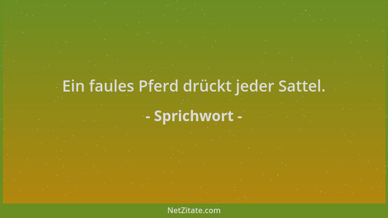Sprichwort - Ein faules Pferd drückt jeder Sattel....