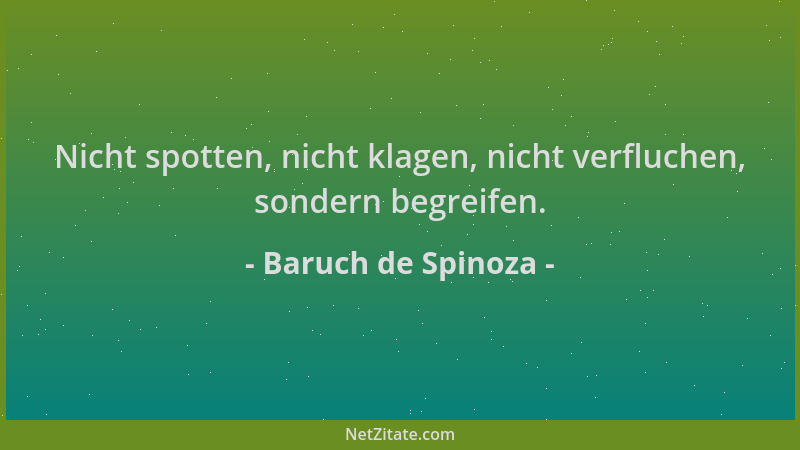 Baruch de Spinoza - Nicht spotten, nicht klagen, nicht verfluchen, sondern begreifen....
