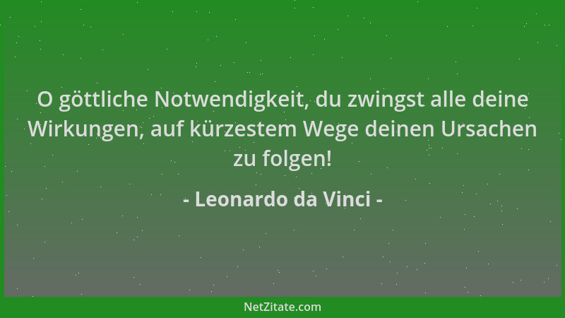Leonardo da Vinci - O göttliche Notwendigkeit, du zwingst alle deine Wirkungen, auf kürzestem Wege deinen Ursachen zu folge...
