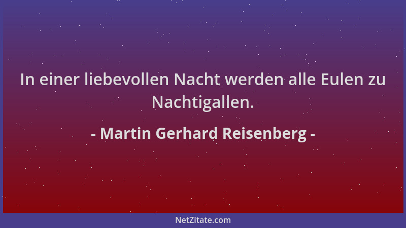 Martin Gerhard Reisenberg - In einer liebevollen Nacht werden alle Eulen zu Nachtigallen....