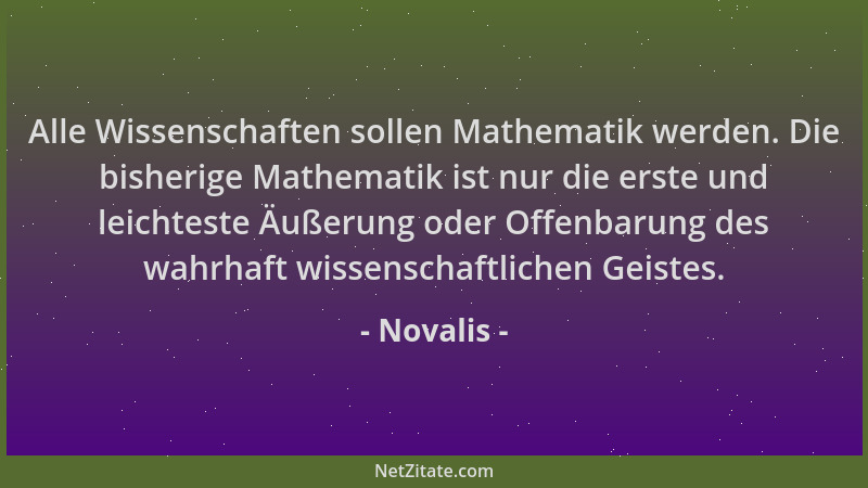 Novalis - Alle Wissenschaften sollen Mathematik werden. Die bisherige Mathematik ist nur die erste und leichteste Äußerung...