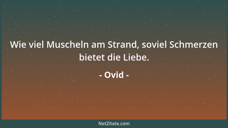 Ovid - Wie viel Muscheln am Strand, soviel Schmerzen bietet die Liebe....