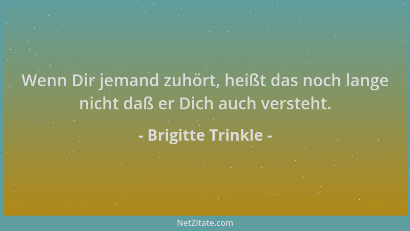 Brigitte Trinkle - Wenn Dir jemand zuhört, heißt das noch lange nicht daß er Dich auch versteht....