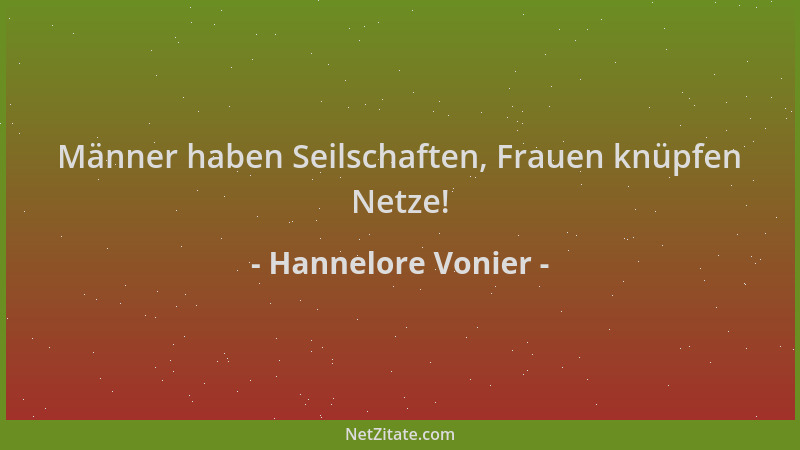 Hannelore Vonier - Männer haben Seilschaften, Frauen knüpfen Netze!...