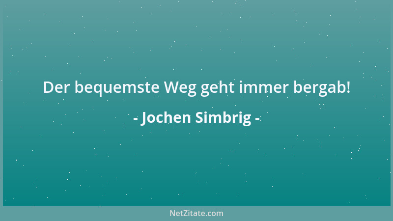 Jochen Simbrig - Der bequemste Weg geht immer bergab!...