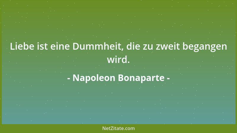 Napoleon Bonaparte - Liebe ist eine Dummheit, die zu zweit begangen wird....