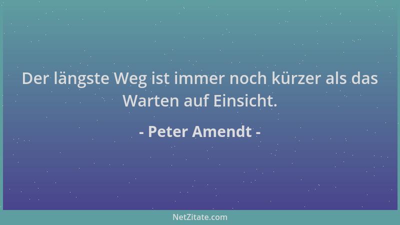 Peter Amendt - Der längste Weg ist immer noch kürzer als das Warten auf Einsicht....