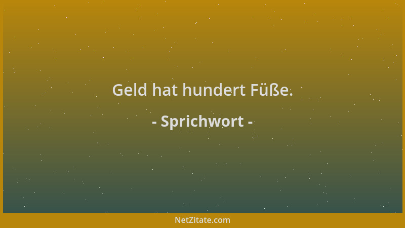 Sprichwort - Geld hat hundert Füße....