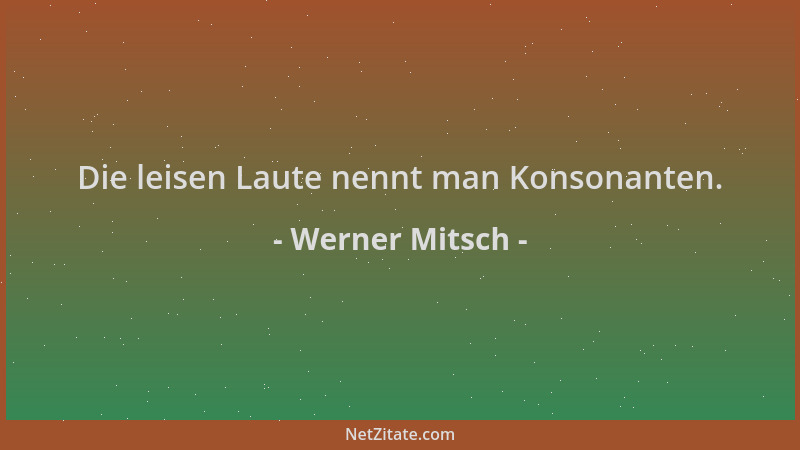 Werner Mitsch - Die leisen Laute nennt man Konsonanten....